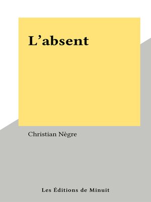 cover image of L'absent